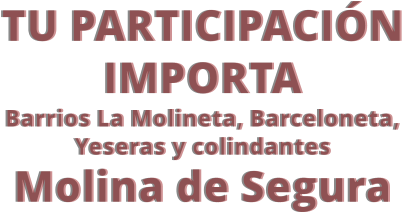 TU PARTICIPACIÓN IMPORTA Barrios La Molineta, Barceloneta, Yeseras y colindantes Molina de Segura